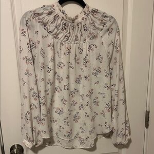 LOFT White Floral Blouse